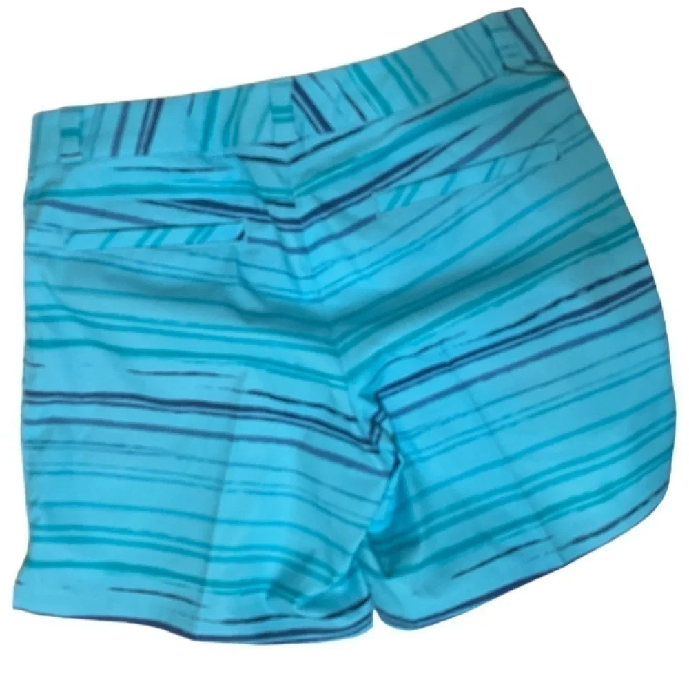 NWT Adidas Girls Junior Golf Short small and medium Turquoise with Blue Stripes